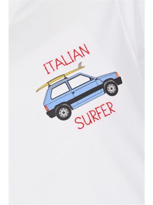 T-shirt Portofino in cotone con ricamo Panda Italian Surfer Mc2 Saint Barth | POT000104512L